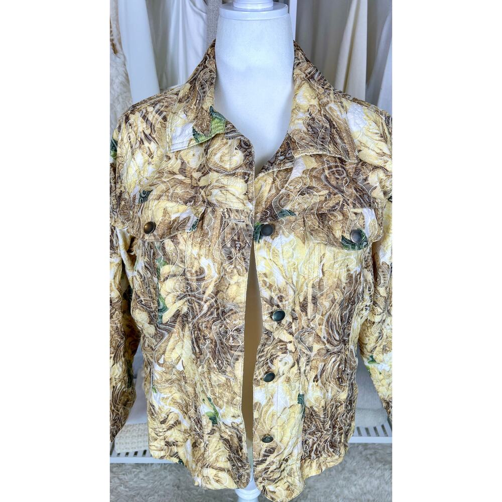 Analogies Plus Women's Size 1X Denim Style Cream Floral Embroidered Jacket #0462 - Picture 2 of 11